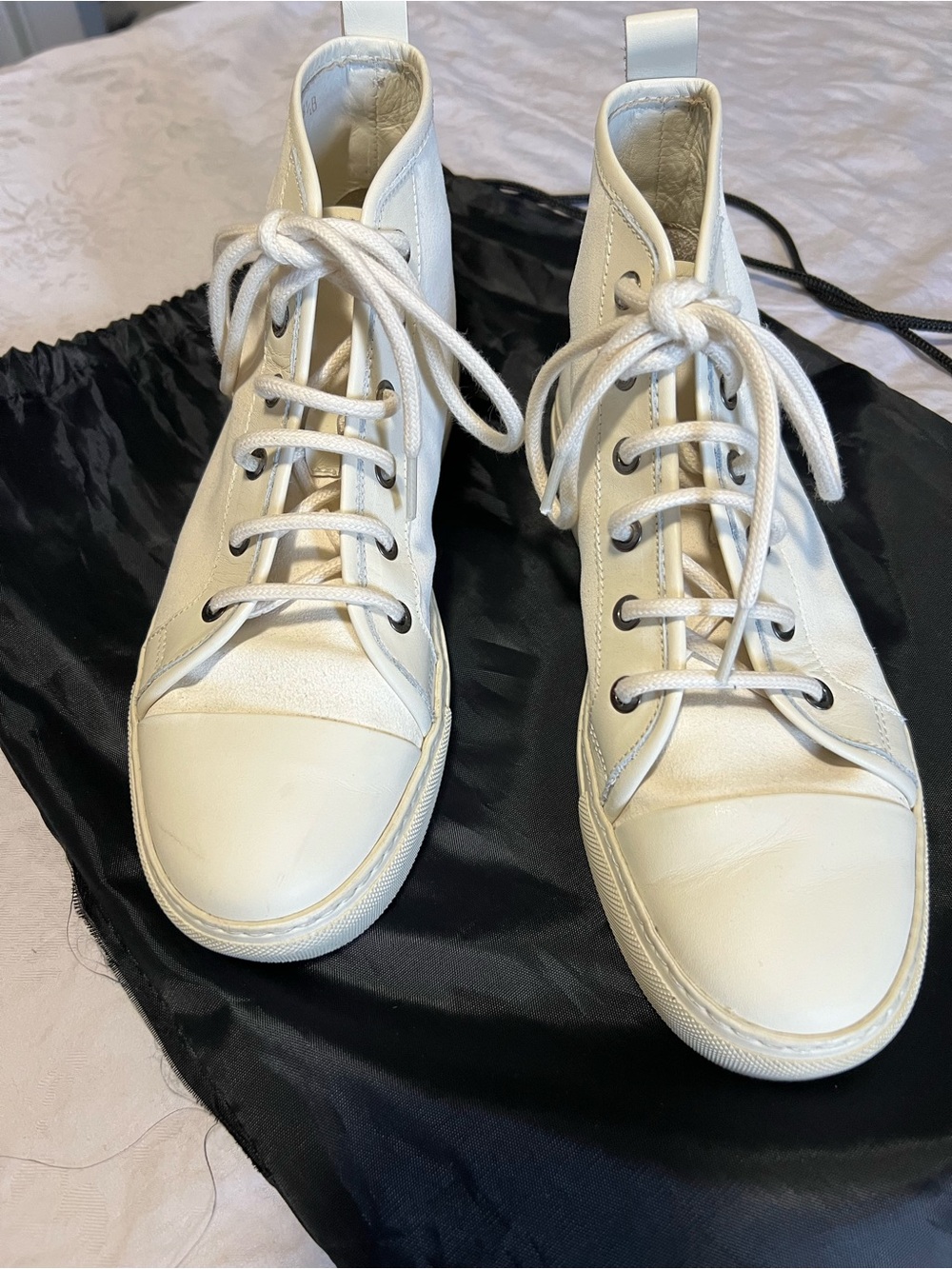 EUCRalph Lauren Purple Label Collection women’s high top leather/suede sneakers